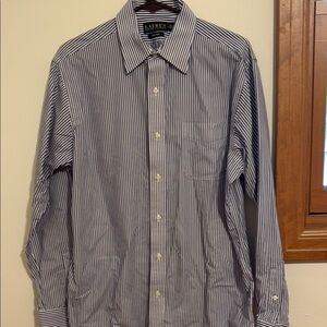Lauren Ralph Lauren Men's Pinstripe Shirt - Navy and White